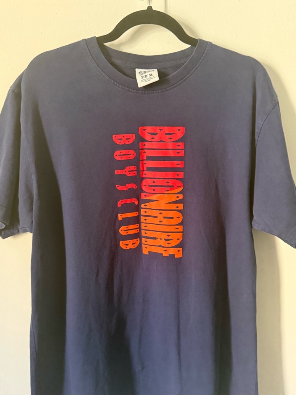 Billionaire Boys Club Navy Tee with Red and Orange Vertical Logo